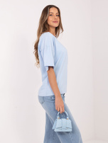 Jasnoniebieski bawełniany t-shirt basic RUE PARIS