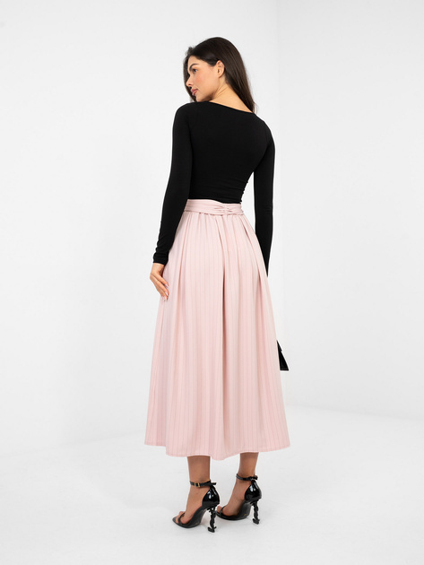 Pastelowa różowa rozkloszowana spódnica w paski