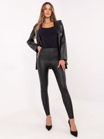 Hurtownia Czarne dopasowane legginsy z ociepleniem 