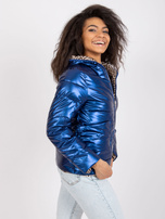 Blue reversible jacket with hood Arta
