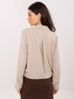 Beżowa damska koszula z ozdobnymi guzikami