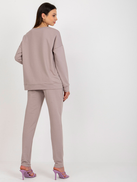 Hurt Ciemnobeżowy bawełniany komplet dwuczęściowy