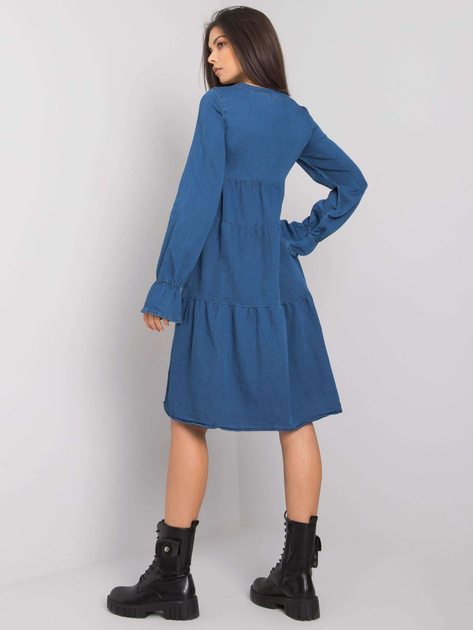 Ciemnoniebieska sukienka damska z falbaną Abbeville RUE PARIS