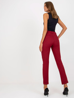 Hurt Bordowe damskie spodnie materiałowe