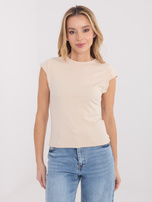 Jasnobeżowy damski top basic z wiskozy