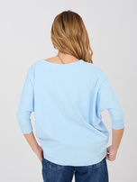 Pastelowa niebieska bluzka basic z rękawem 3/4 RUE PARIS 