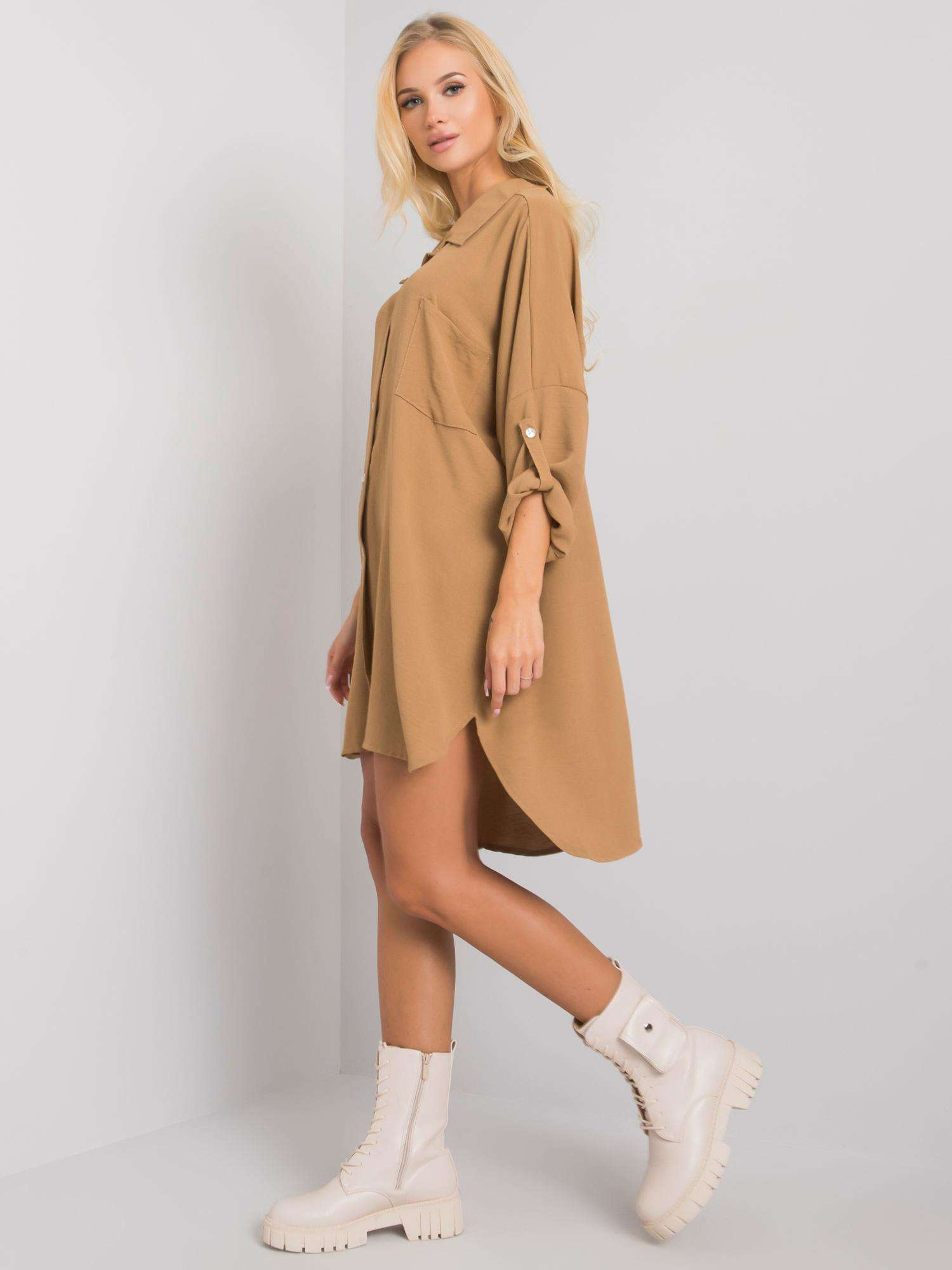 Dunkelbeige Oversize-Kleid Elaria.