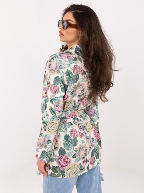 Zielona garniturowa marynarka w kwiaty