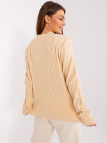 Hurtownia Beżowy damski sweter klasyczny we wzory