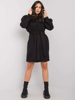 Czarna sukienka dresowa z paskiem Raella