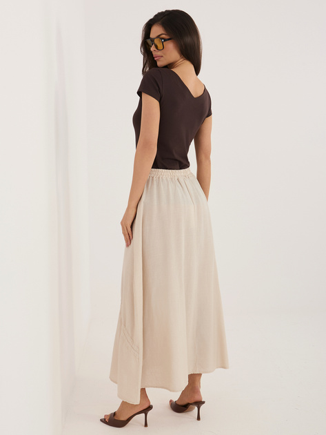 Beżowa midi spódnica z wiązaniami