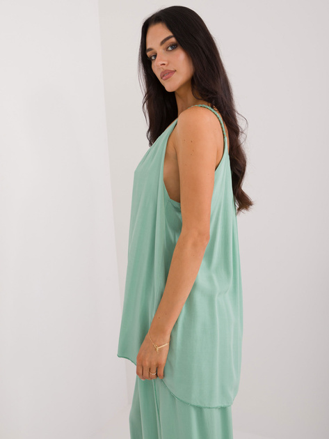 Hurt Pistacjowy rozkloszowany top z zakładkami OCH BELLA