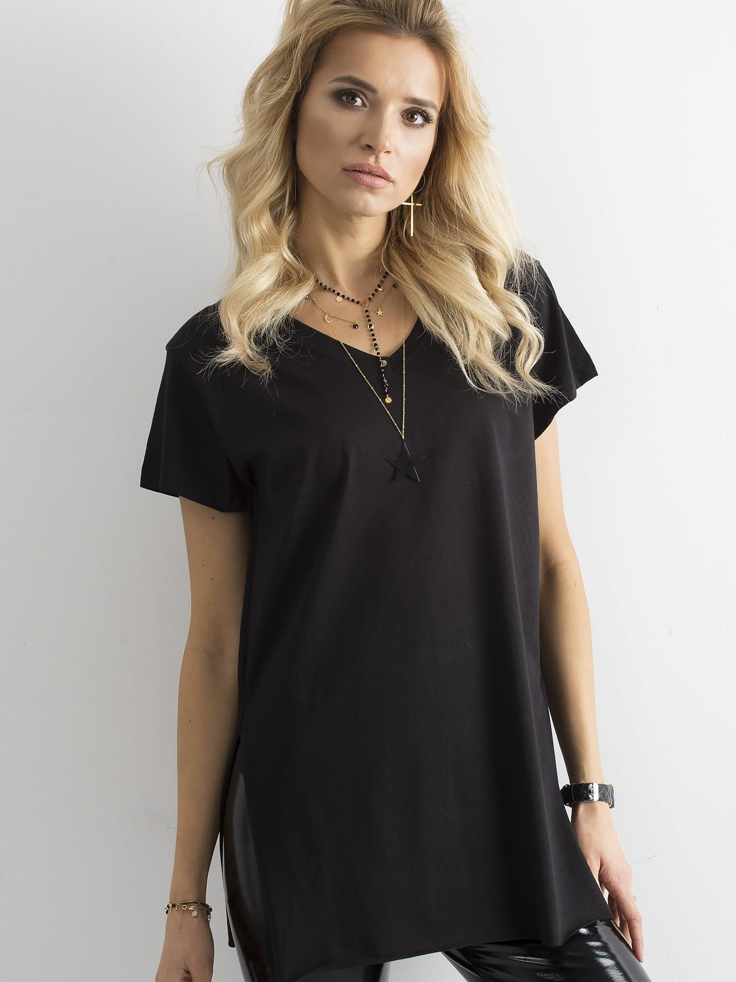 Women's Black Cotton T-Shirt