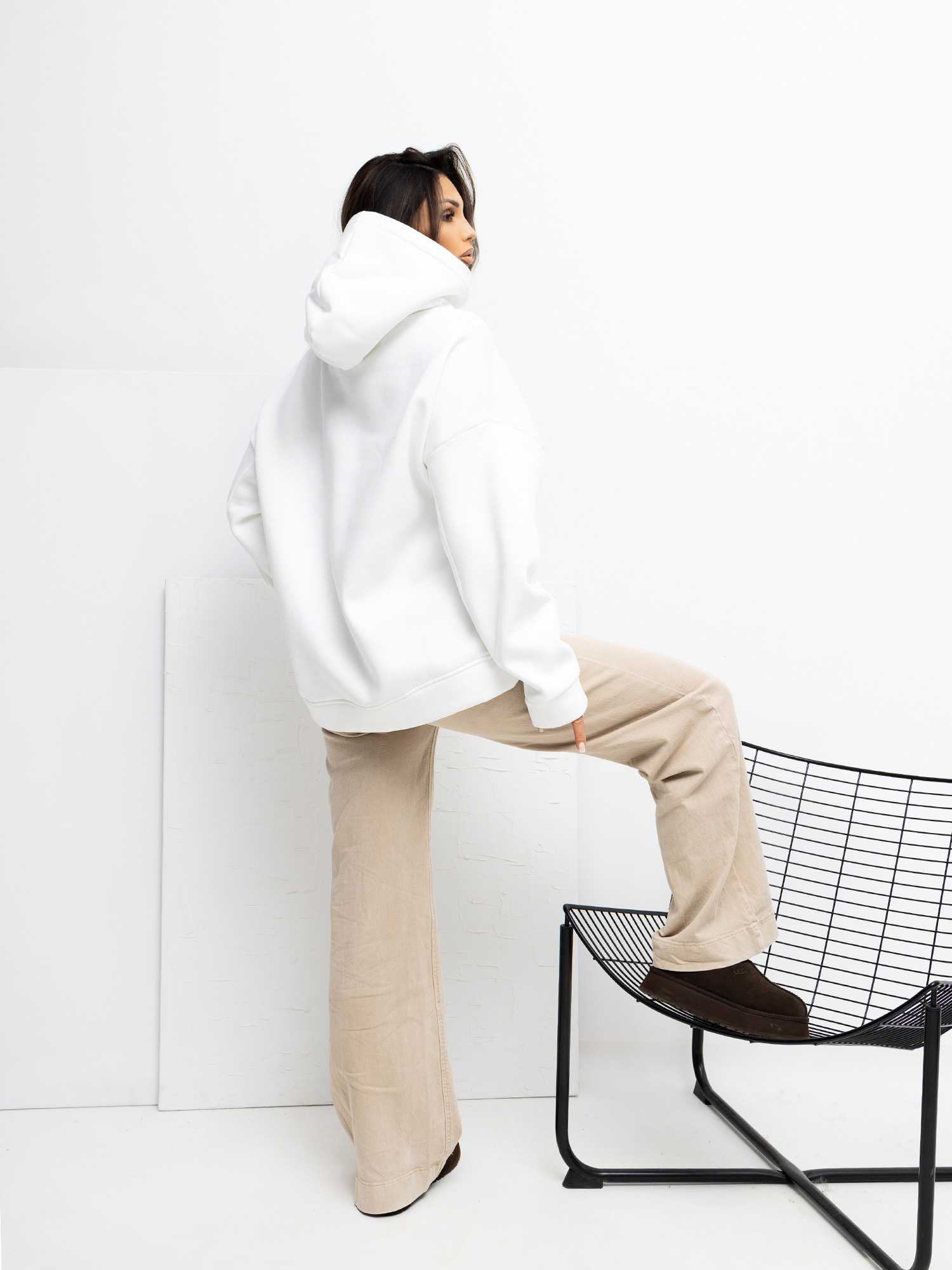 Ecru bluza oversize z naszywką RUE PARIS 