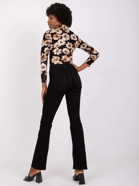 Czarno-beżowa bluzka welurowa z nadrukiem Cornelia