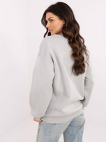 Hurt Jasnoszara damska bluza oversize z naszywką