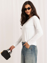 Biały longsleeve basic z okrągłym dekoltem RUE PARIS 