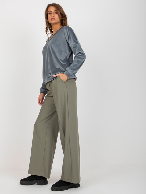 Hurt Brudnoniebieska welurowa bluza bez kaptura z wiskozy