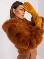 Hurt Ciemnożółte eleganckie rękawiczki damskie