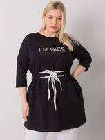 Czarna tunika plus size z wiązaniem Tulsa
