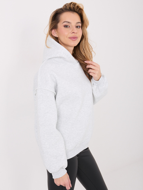 Jasnoszara damska bluza basic z ociepleniem