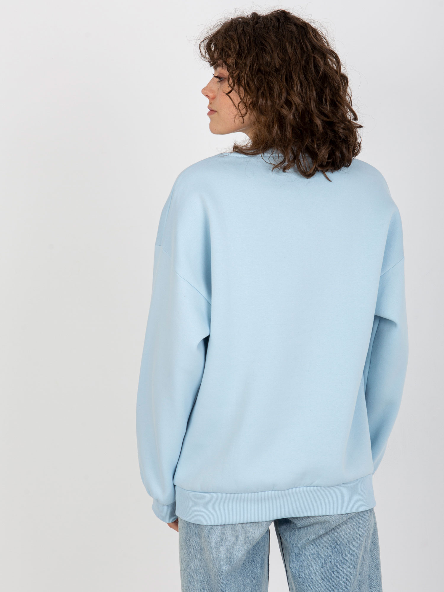 Jasnoniebieska dresowa bluza bez kaptura oversize
