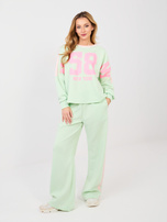  Pastelowy zielony komplet z napisem NEW YORK RUE PARIS