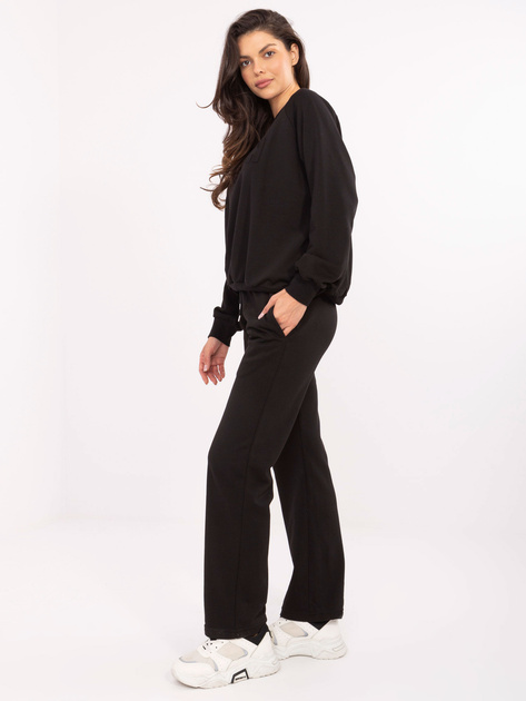 Hurt Czarny damski komplet dresowy z bluzą bez kaptura