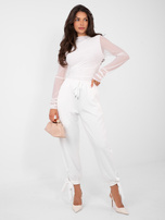 Ecru dresowe spodnie z wysokim stanem 