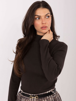 Czekoladowa dopasowana bluzka w prążek 