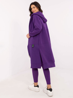 Hurt Ciemnofioletowy dresowy komplet z długą bluzą