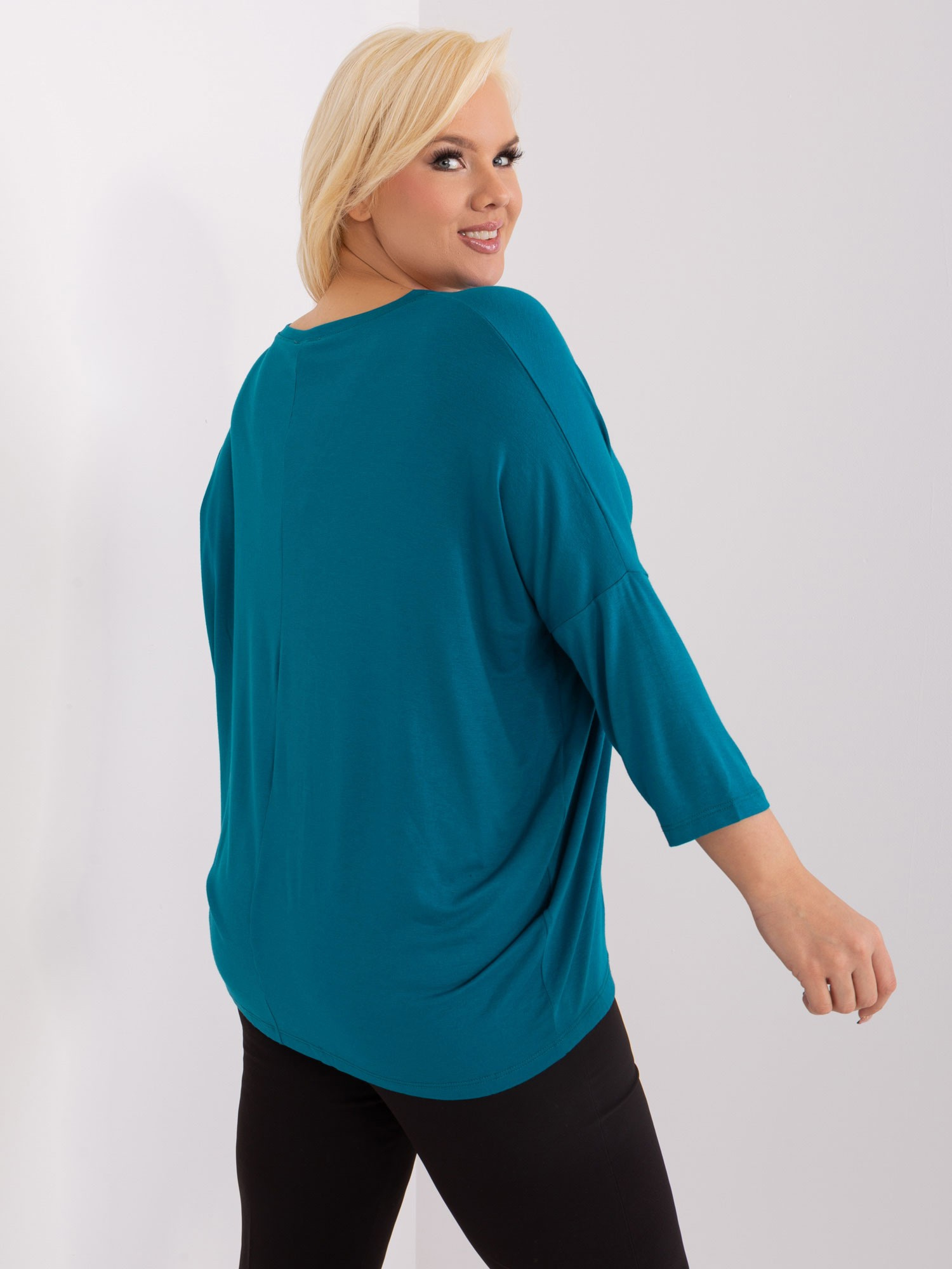 Hurt Morska damska bluzka plus size z dekoltem V 