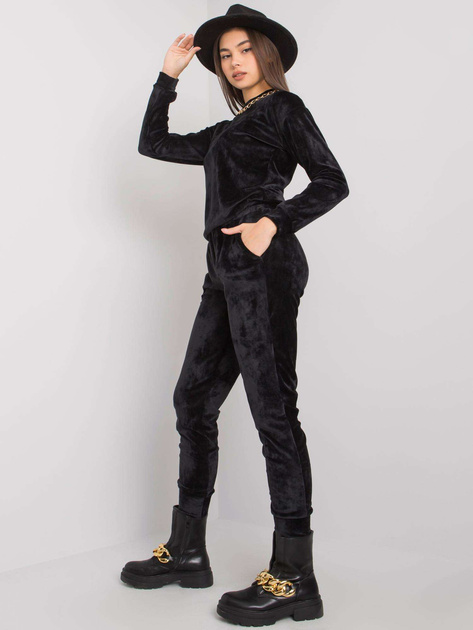 Czarny dwuczęściowy komplet welurowy Hartford