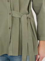 Khaki asymetryczna koszula z sztruksu RUE PARIS 