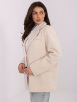 Jasnobeżowy damski płaszcz oversize RUE PARIS