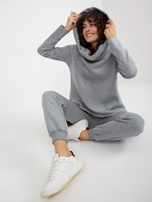 Hurt Szary dresowy komplet basic z asymetryczną bluzą