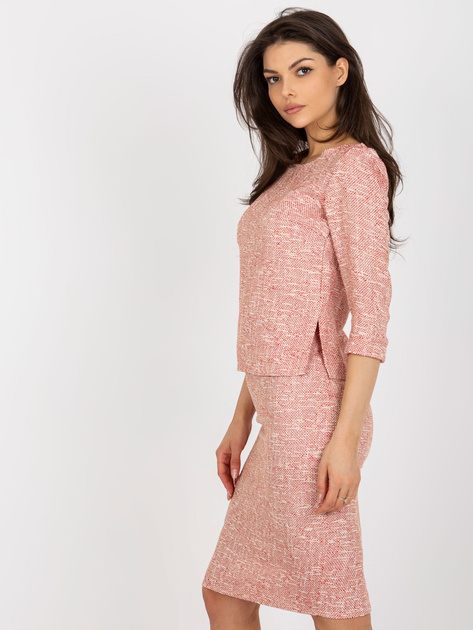 Hurt Czerwono-beżowa bluzka wizytowa z rękawem 3/4