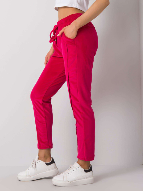 Fuksjowe spodnie welurowe Juanita RUE PARIS