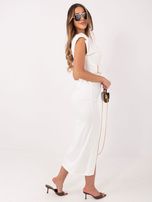 Ecru elegancka sukienka z ozdobnym detalem RUE PARIS  