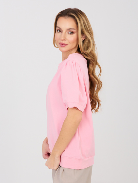 Pastelowa różowa damska bluzka basic z bawełny RUE PARIS