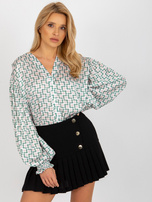 Hurt Biało-beżowa koszula z nadrukiem z imitacji satyny