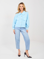 Jasnoniebieska koszula z bufiastymi rękawami RUE PARIS 