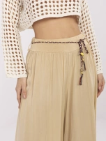 Hurt Beżowe letnie spodnie palazzo z paskiem Surie OCH BELLA