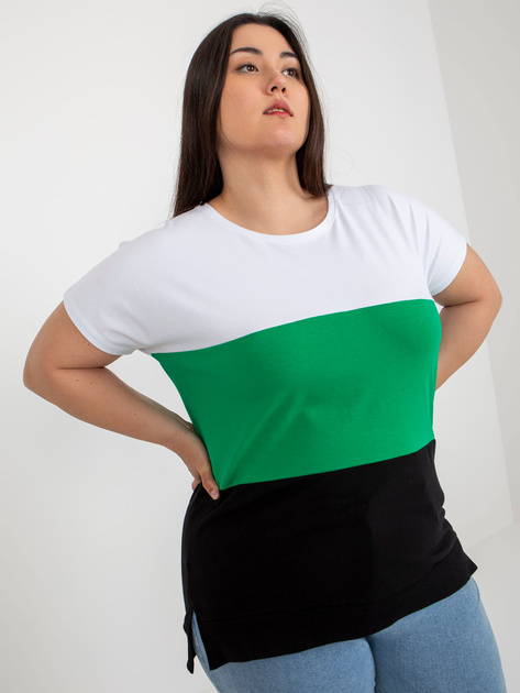 Hurt Biało-zielona damska bluzka plus size w paski