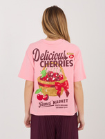 Pink cotton t-shirt with the inscriptions SUBLEVEL.