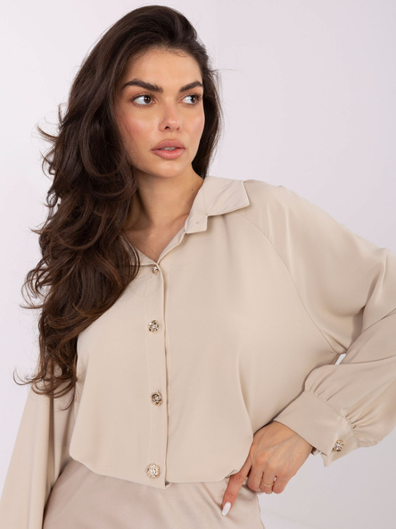 Beżowa rozpinana koszula z kołnierzykiem