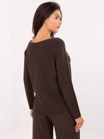 Dark brown women's sweater with a round neckline.