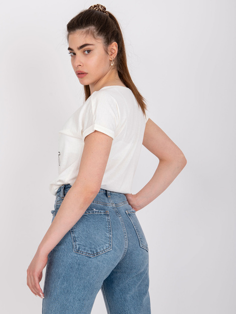 Ecru t-shirt bawełniany damski Cabrera MAYFLIES