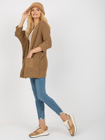 Hurtownia Camelowy luźny kardigan z kieszeniami RUE PARIS