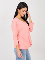 Brzoskwiniowa bluzka z okrągłym dekoltem RUE PARIS 